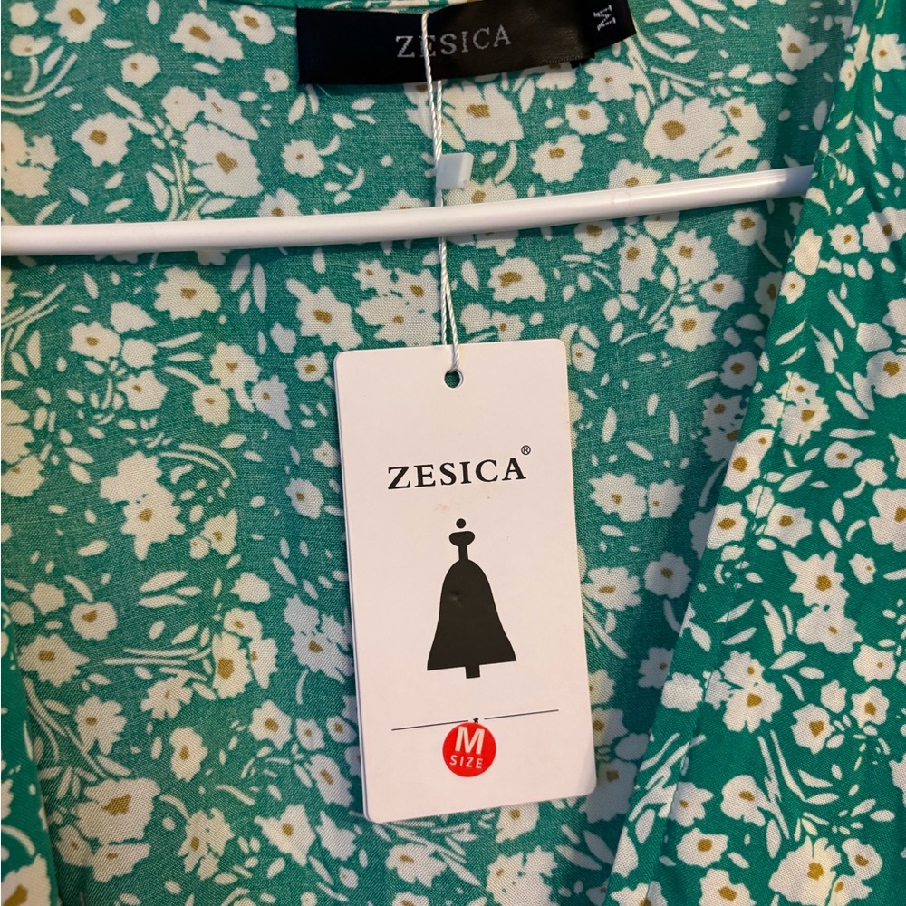 Zesica Green Floral Dress